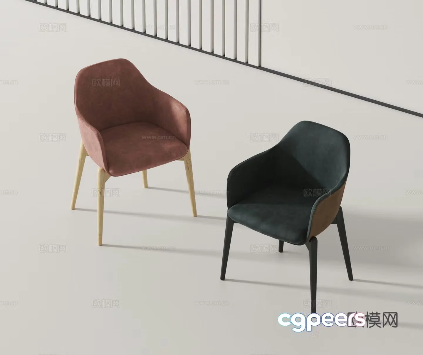 Modern single chair dining chair 3d model
