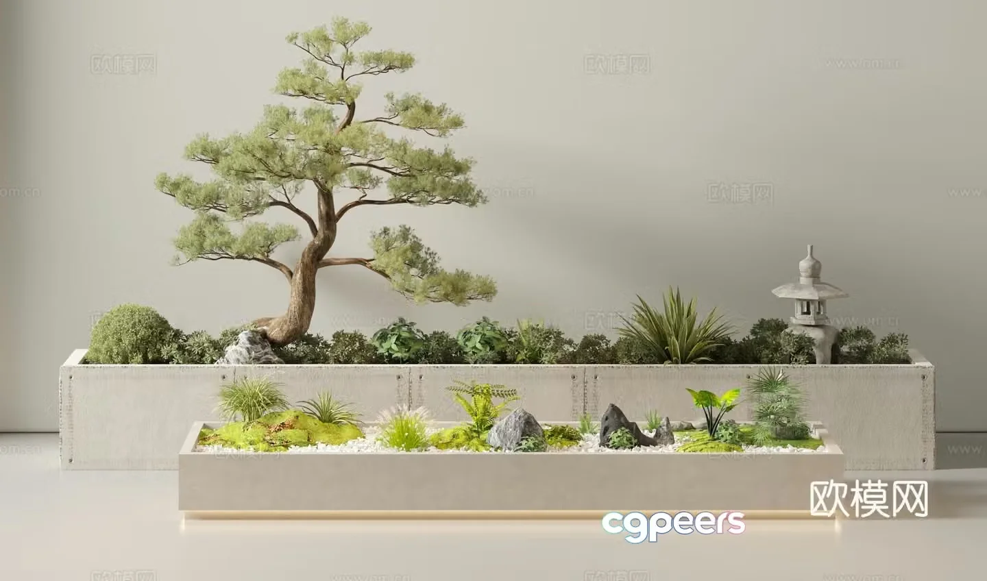 New Chinese landscape landscaping plant pile 3D model
