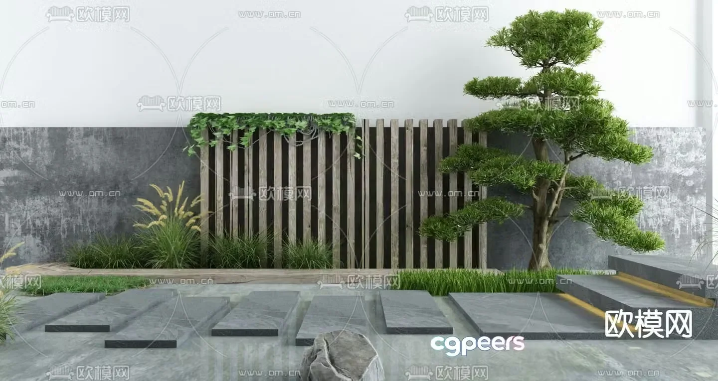 Courtyard landscape Tingbu sketch plant landscaping 3D model