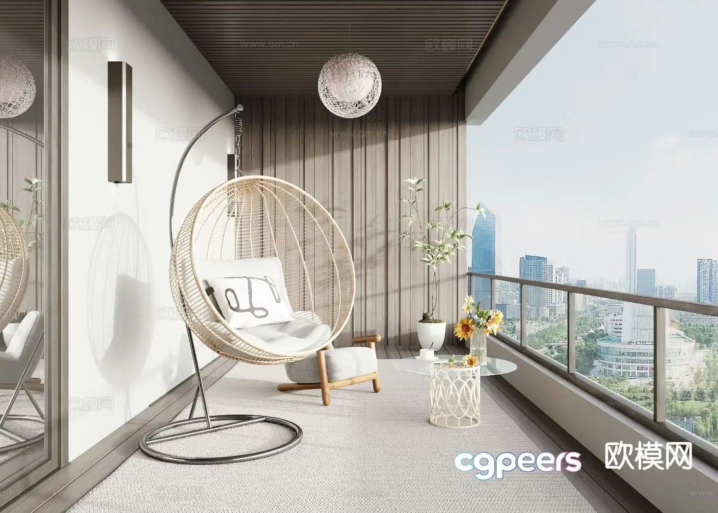 Modern home balcony 3d model