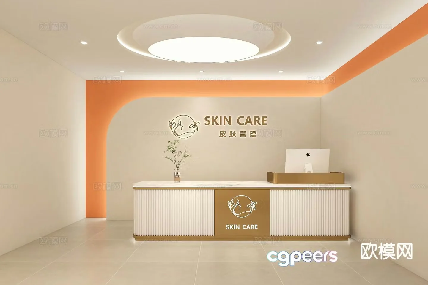 Modern front desk reception desk cashier 3d model