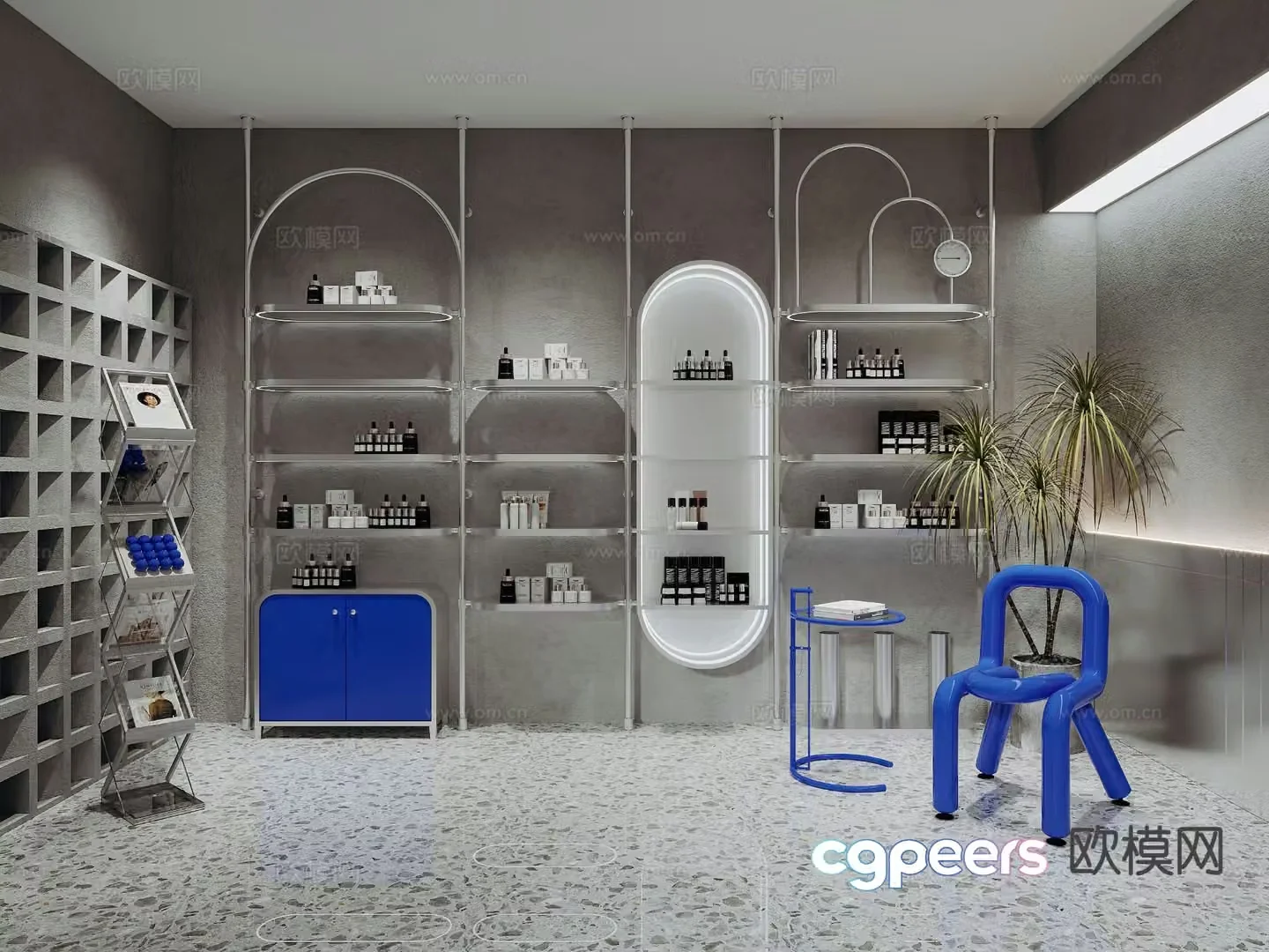 Cosmetics display cabinet shelf 3d model