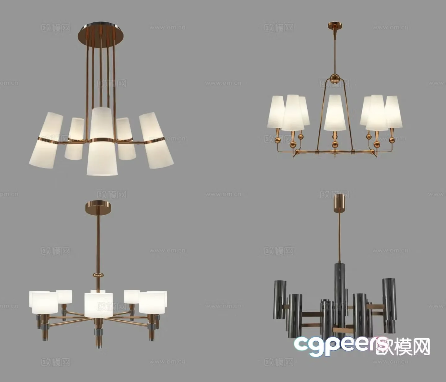 Modern minimalist chandelier multi-head chandelier 3d model