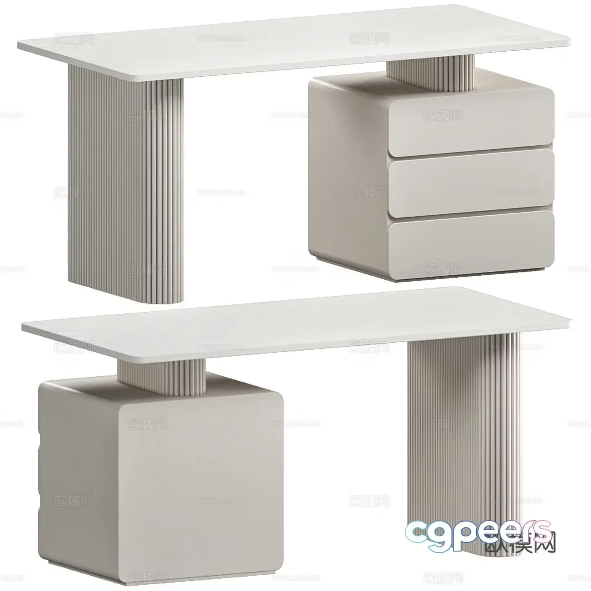 Modern Rock Plate Desk 3D Model