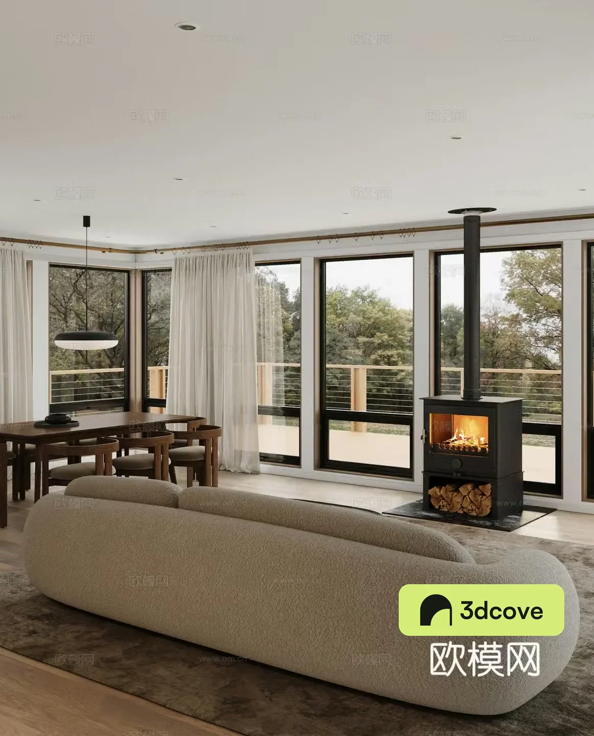 Modern living and dining room