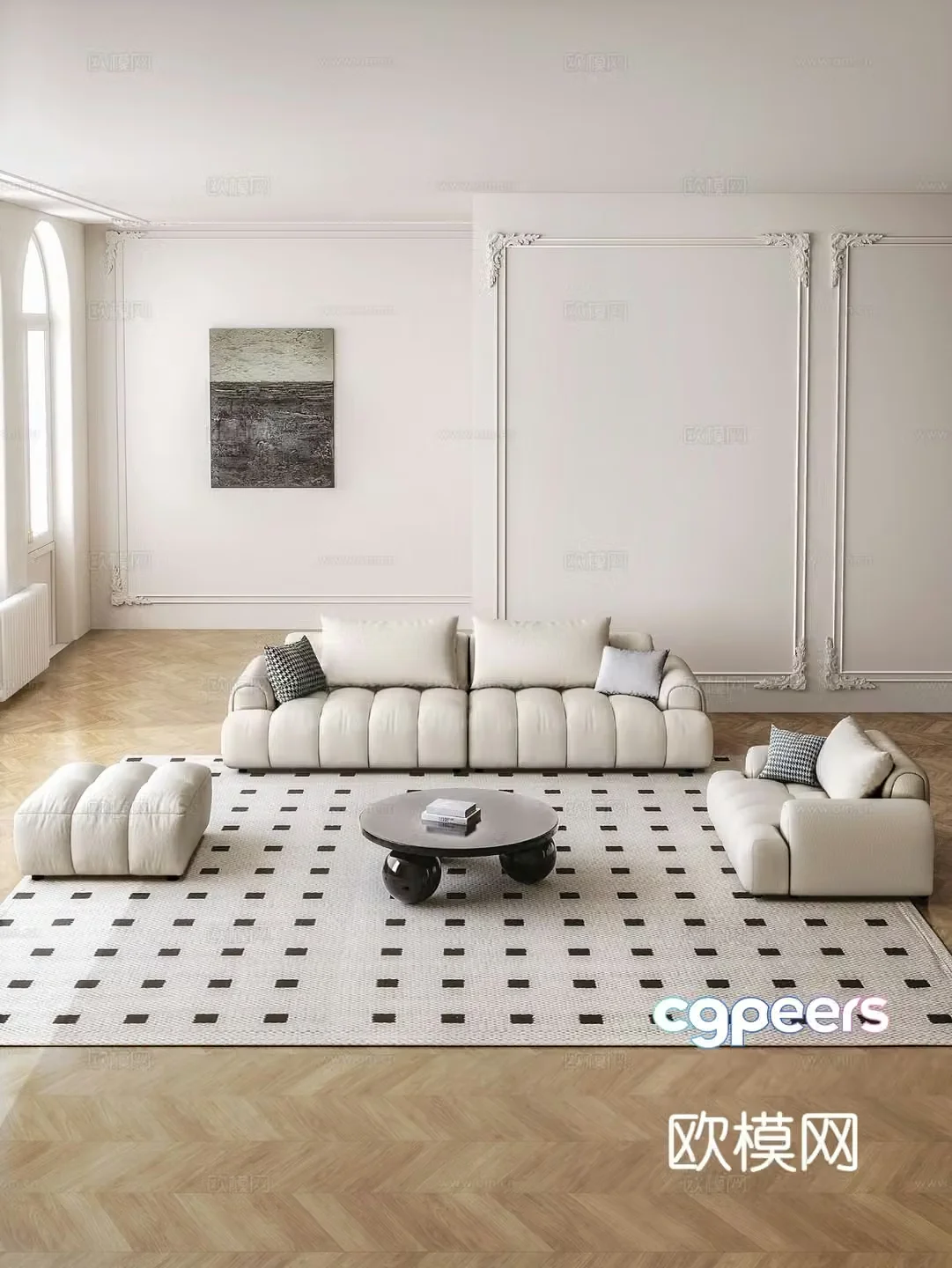 French sectional sofa 3d model