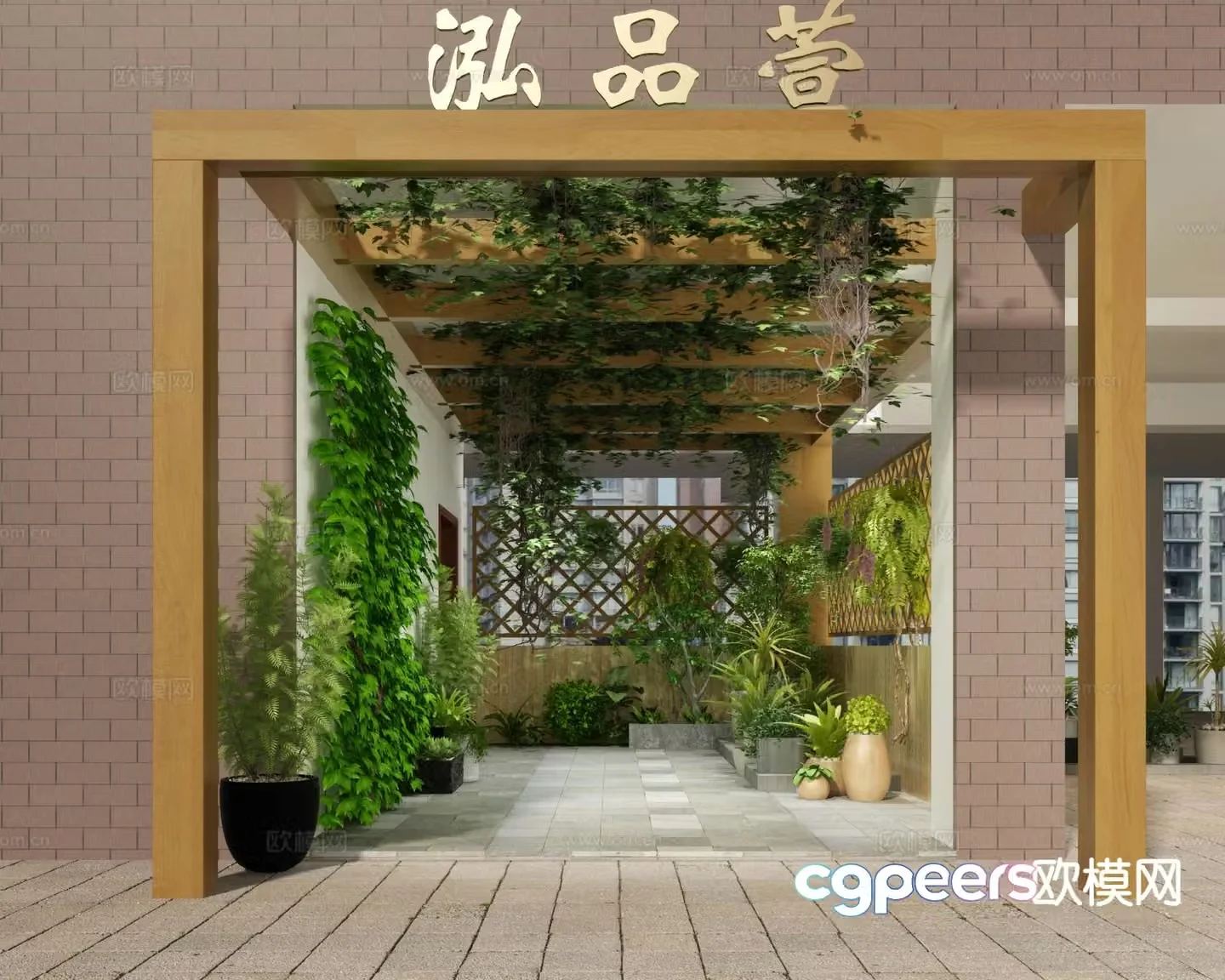 Modern aisle corridor plant landscaping landscape gallery 3D model