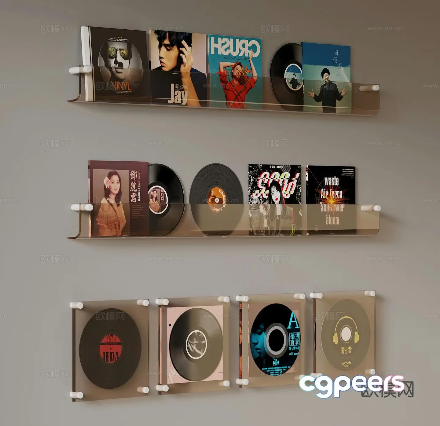 Modern Records Books 3D Model