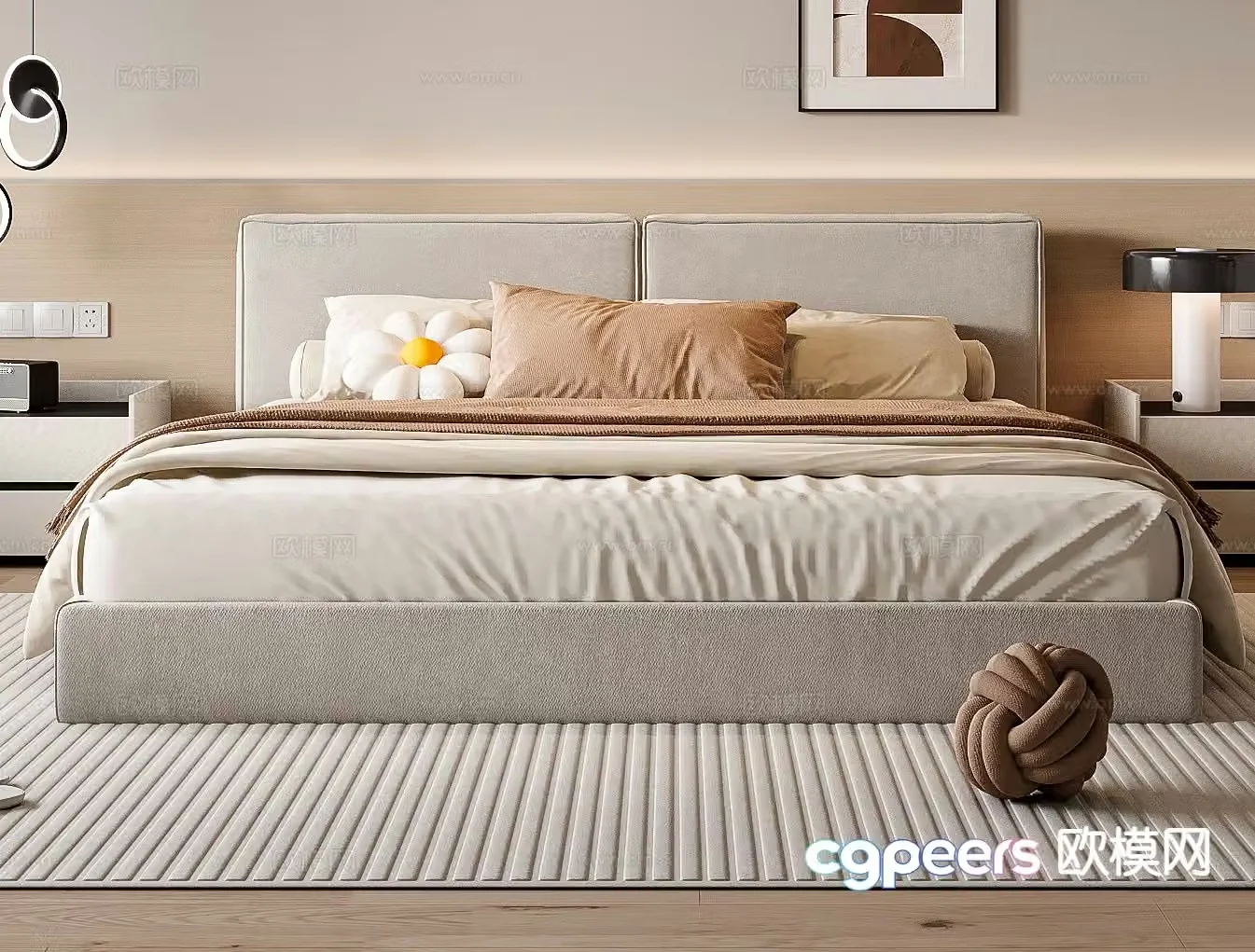 Modern double bed 3d model
