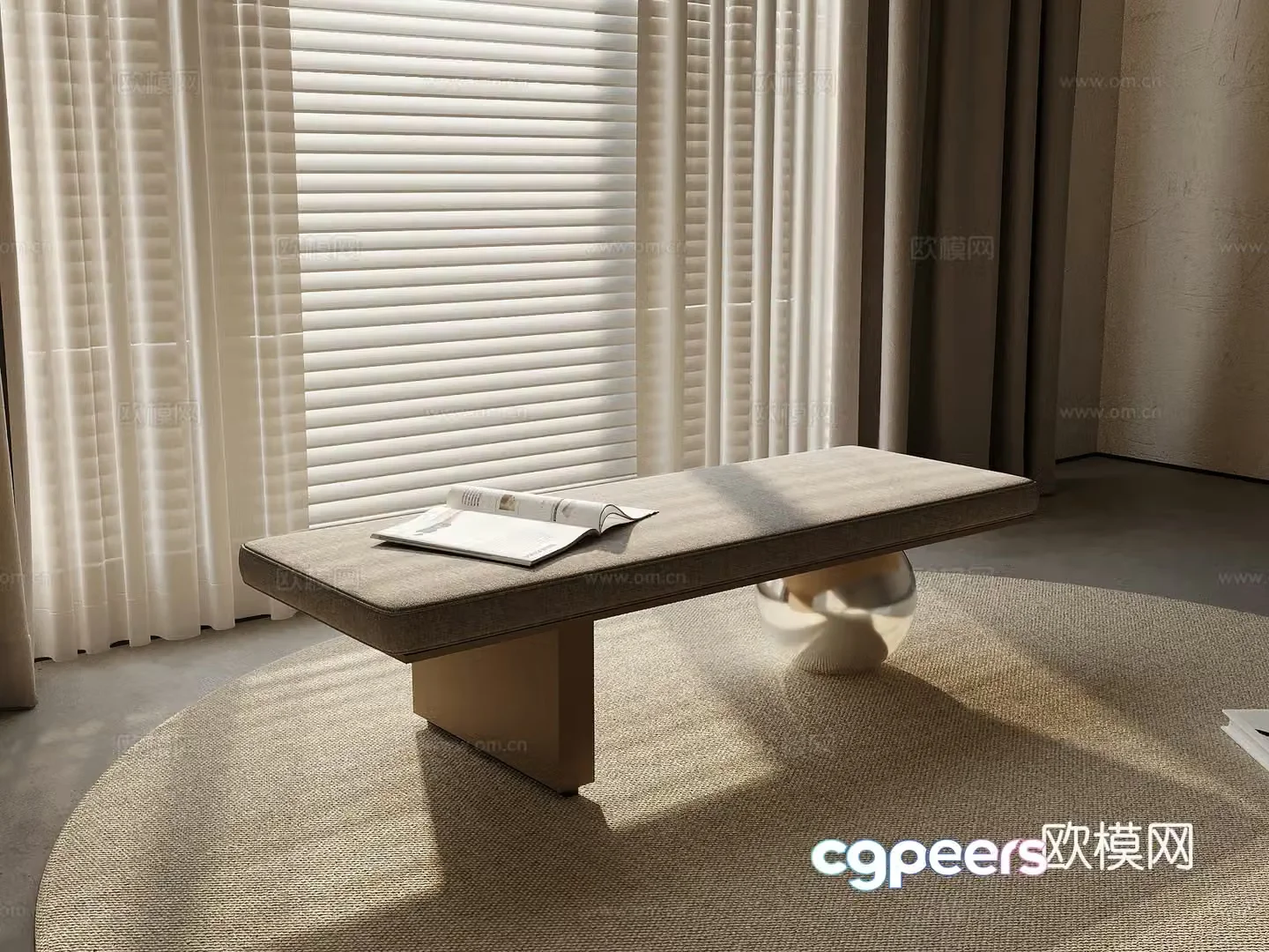 Bench modern creamy bench stool shoe change stool 3d model