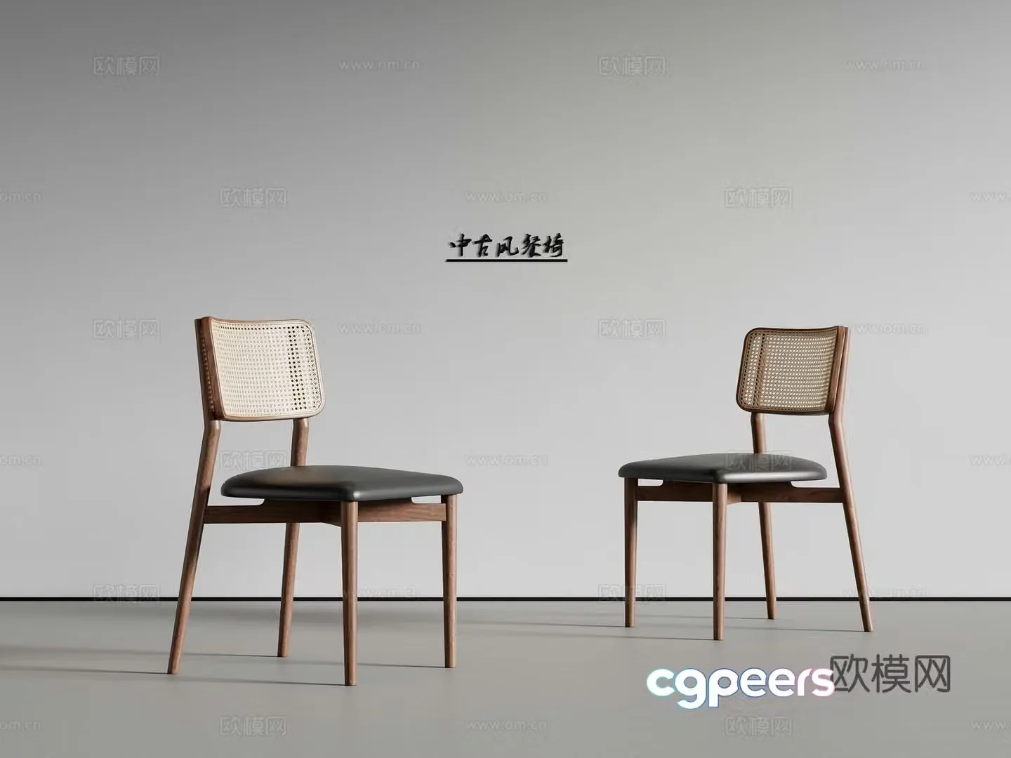 Medium style dining chair single chair 3d model