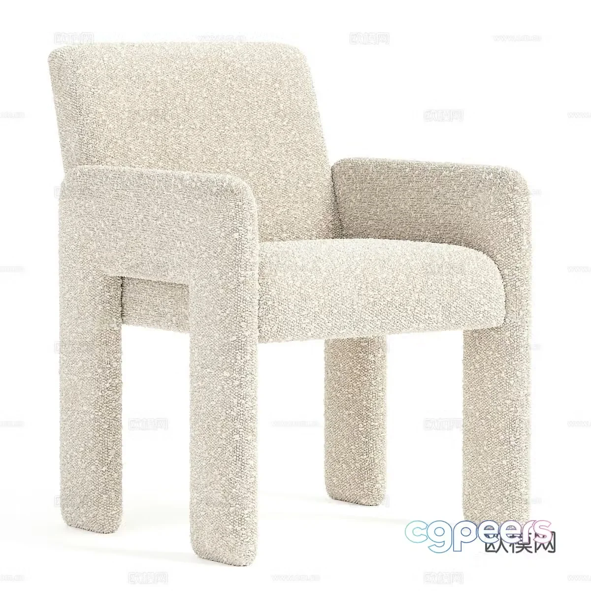 Creamy dining chair lamb velvet dining chair lamb velvet single chair lamb velvet leisure chair lamb velvet book chair 3d model