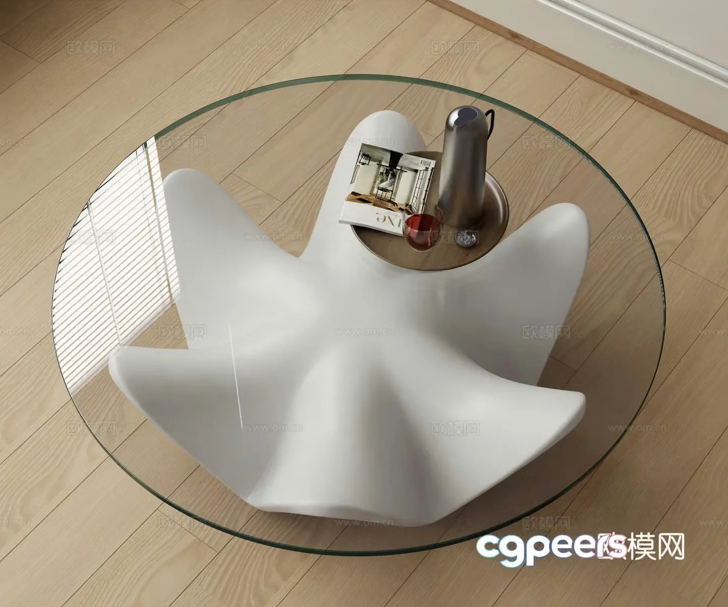 Modern round glass coffee table 3d model