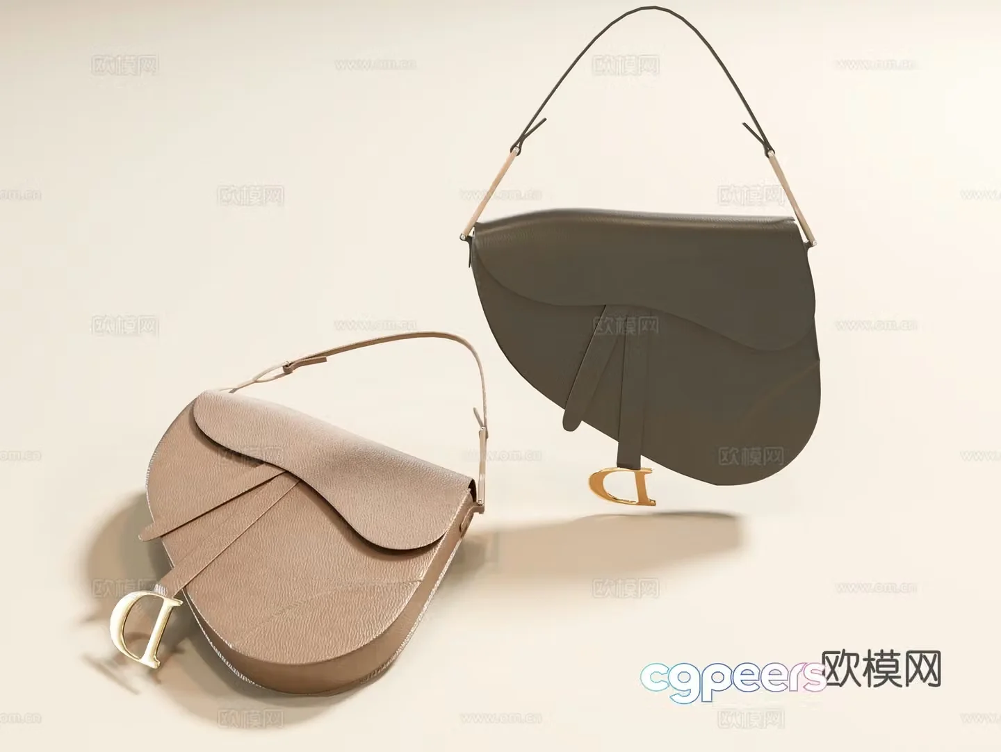 Dior bag women’s bag brown women’s bag Dior bag light luxury women’s bag shoulder bag leather bag 3d model