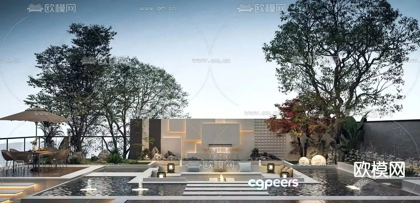 Roof Garden Courtyard Landscape 3d model
