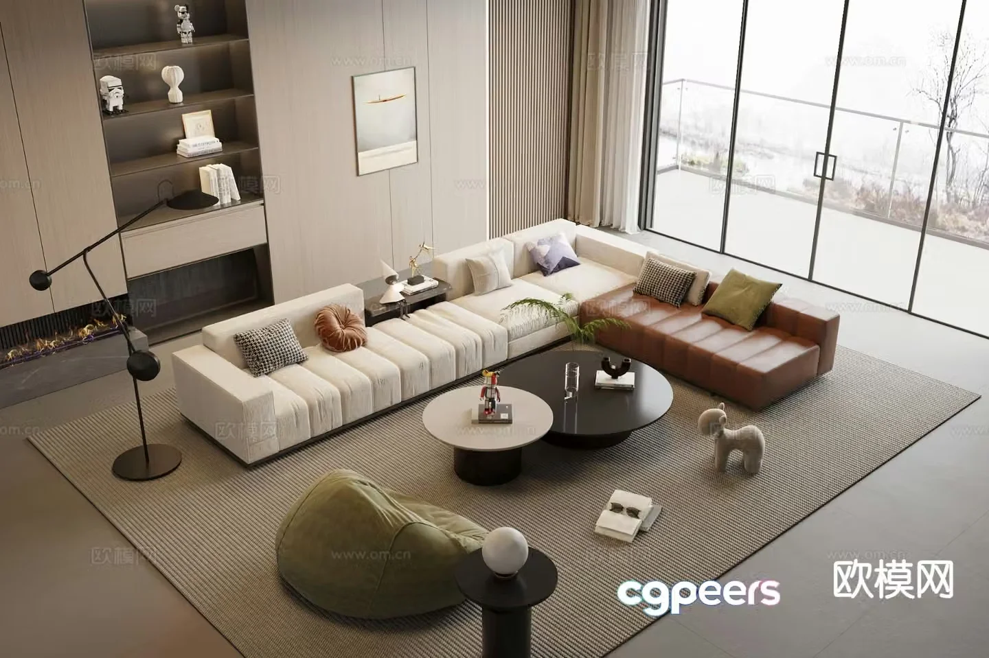 Modern corner sofa modular sofa 3d model