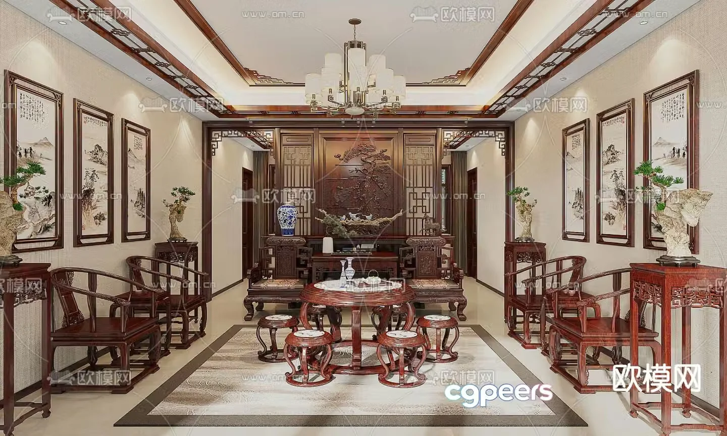 Chinese living room 3d model