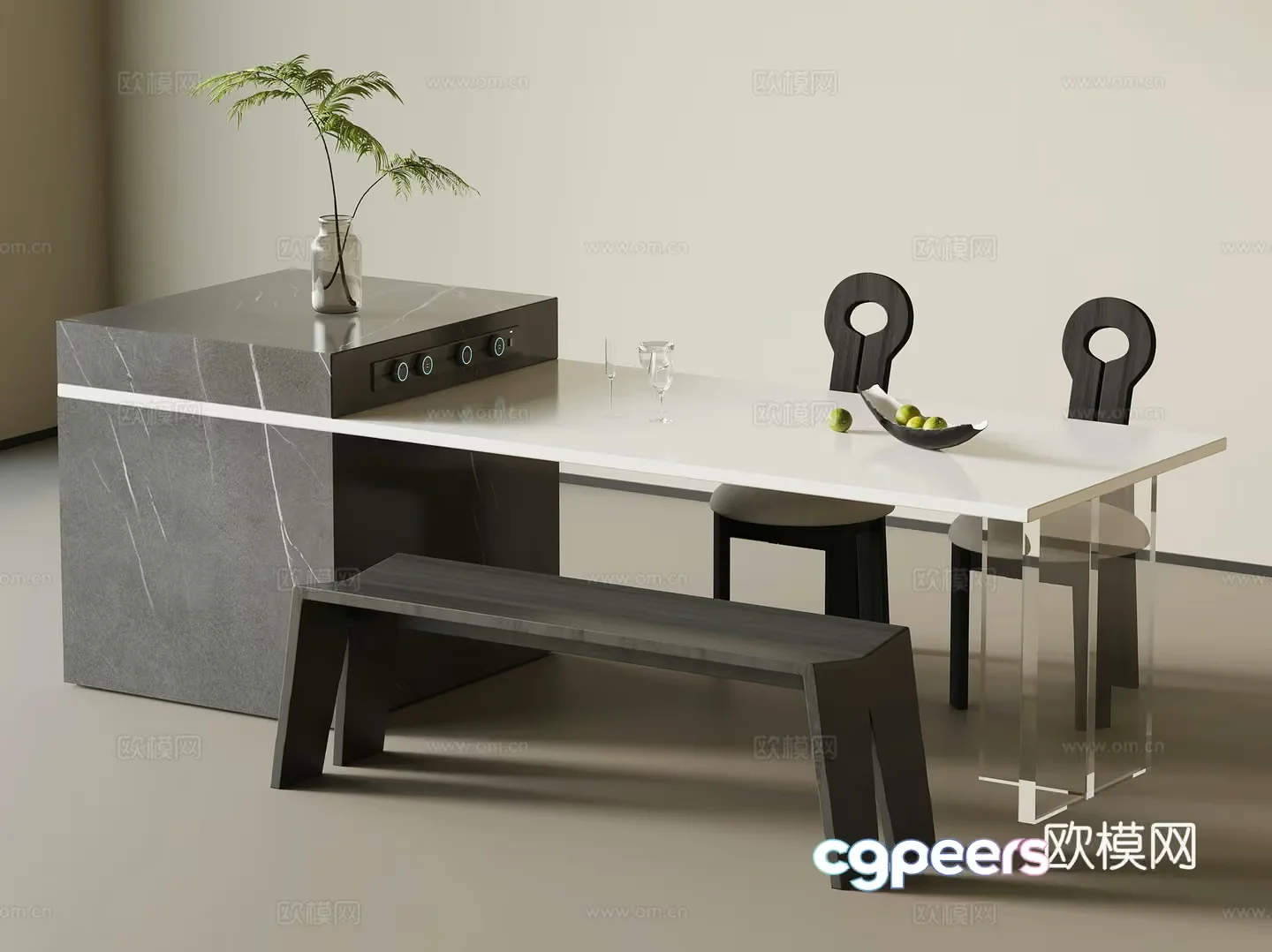 Modern Dining Table 3D Model – 2242 – VRAY Render