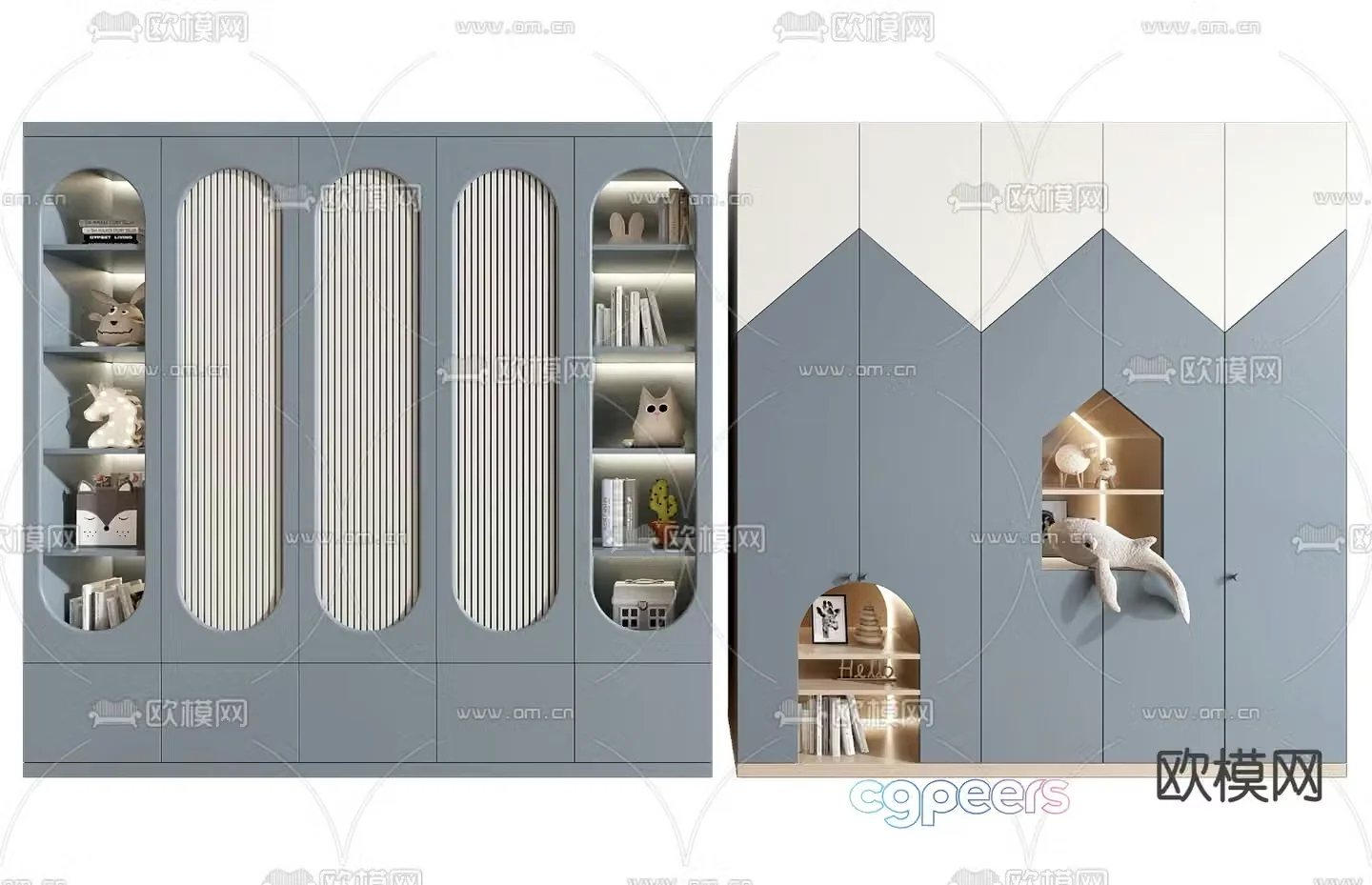 Children’s bookcase storage cabinet 3d model