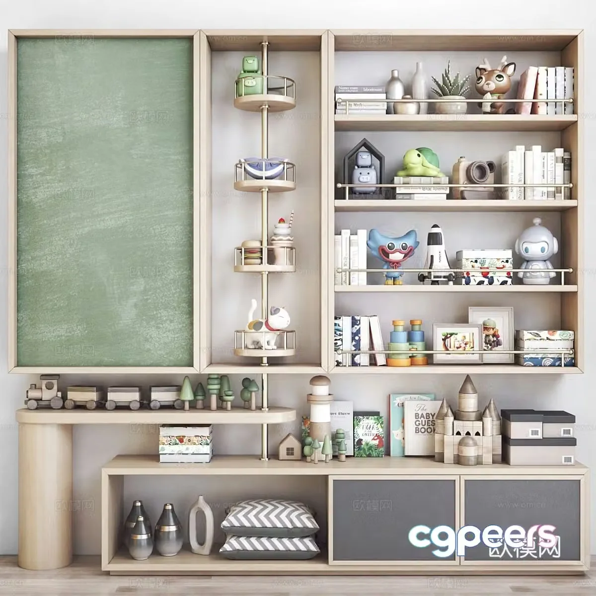 Modern children’s bookcase 3d model