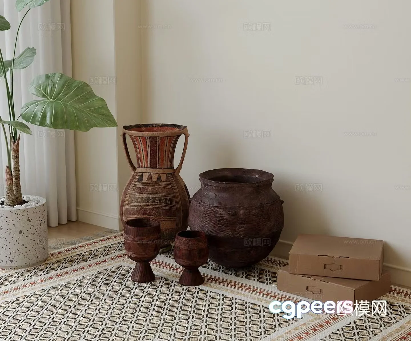 wabi-sabi pottery pottery pottery bottle vessel 3d model