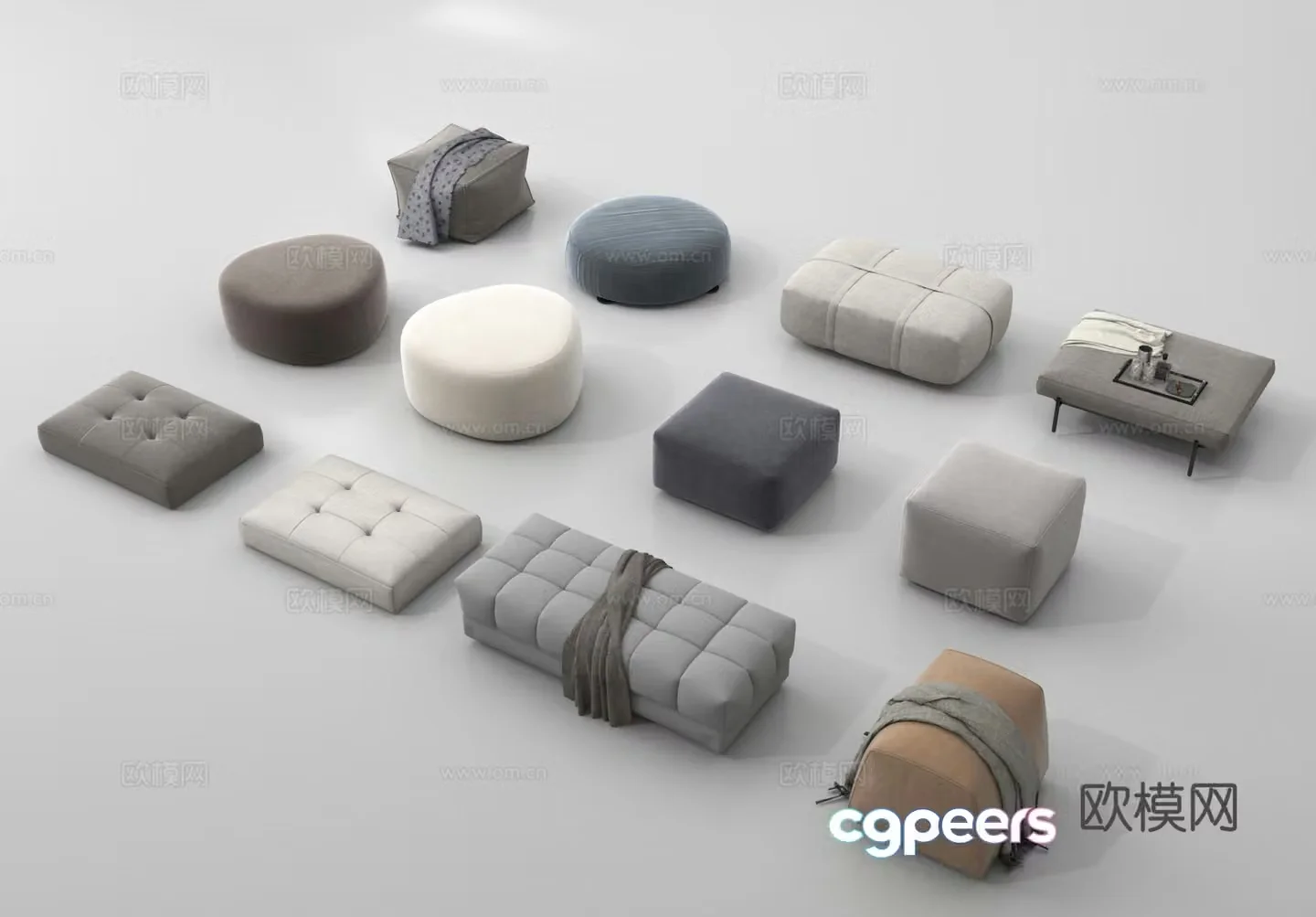 Cushion cushion sofa stool shoe replacement stool 3d model