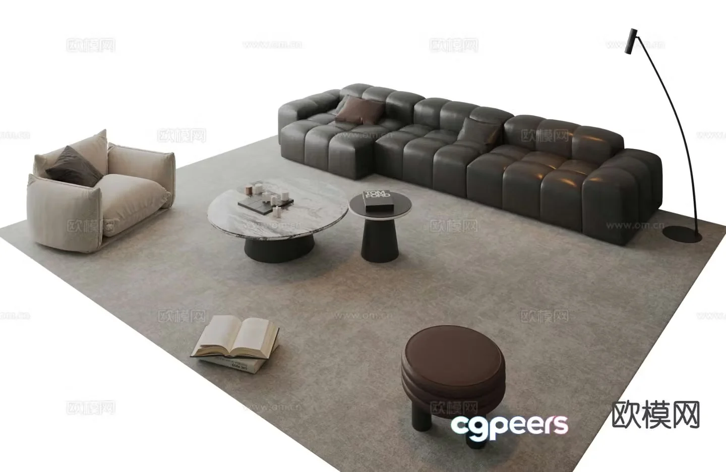 Italian sectional sofa 3d model