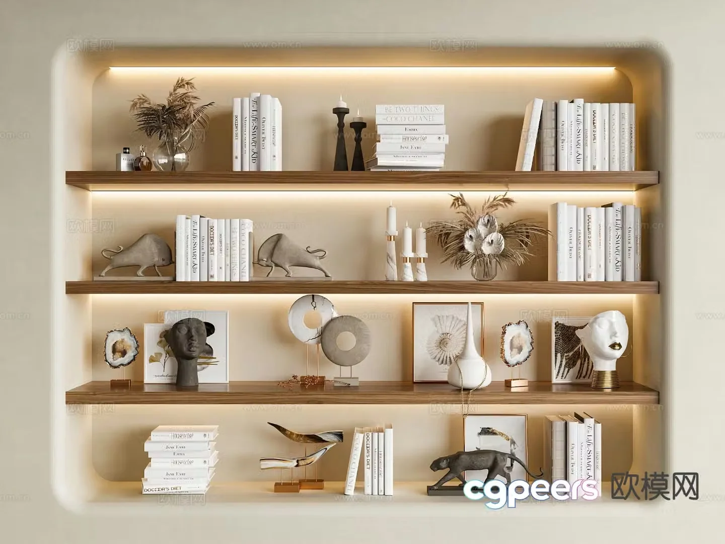 Modern decorations books crafts 3d model