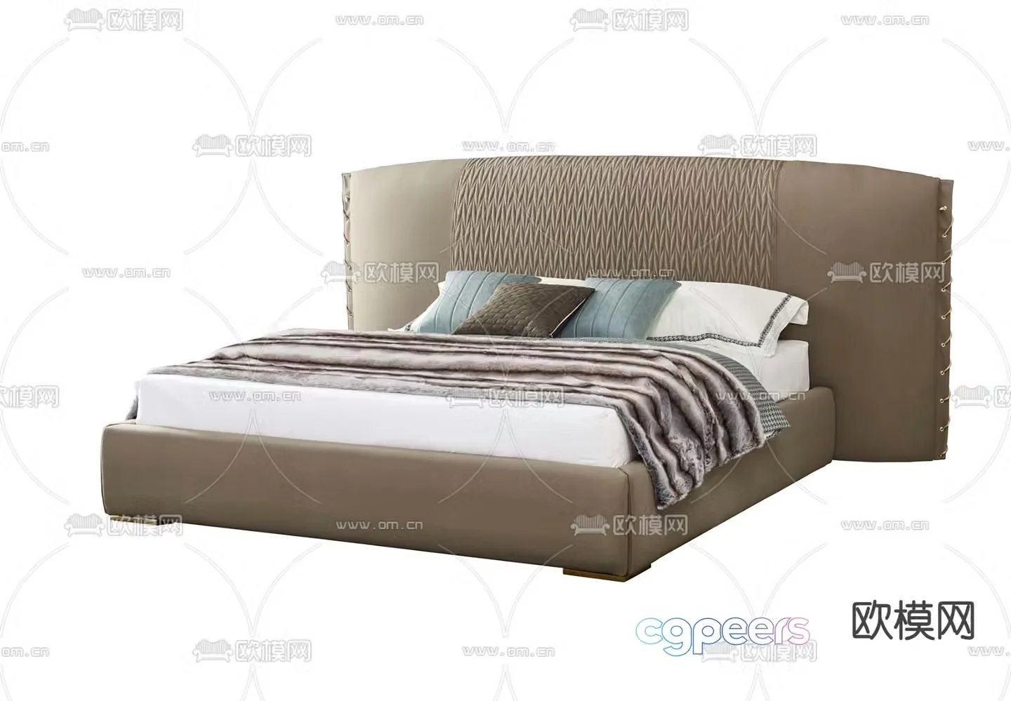 Leather double bed 3d model