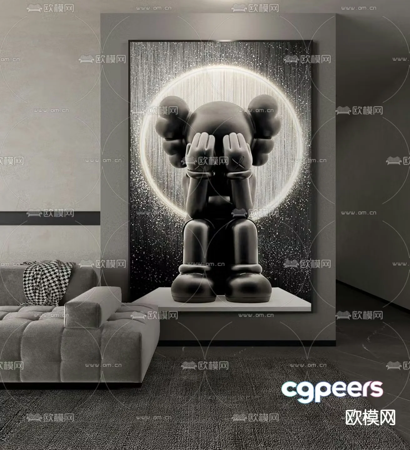 Modern KAWS decorative painting 3d model
