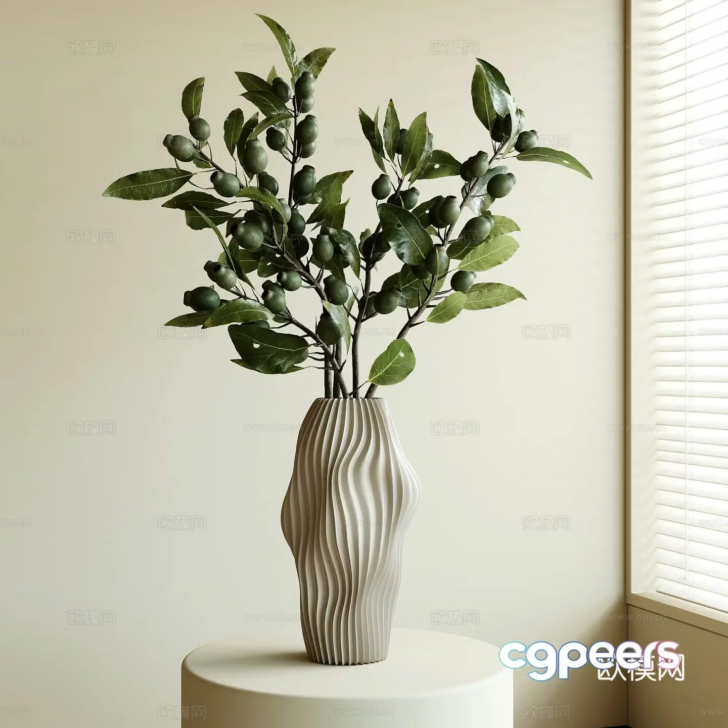 Modern vase flower art 3d model