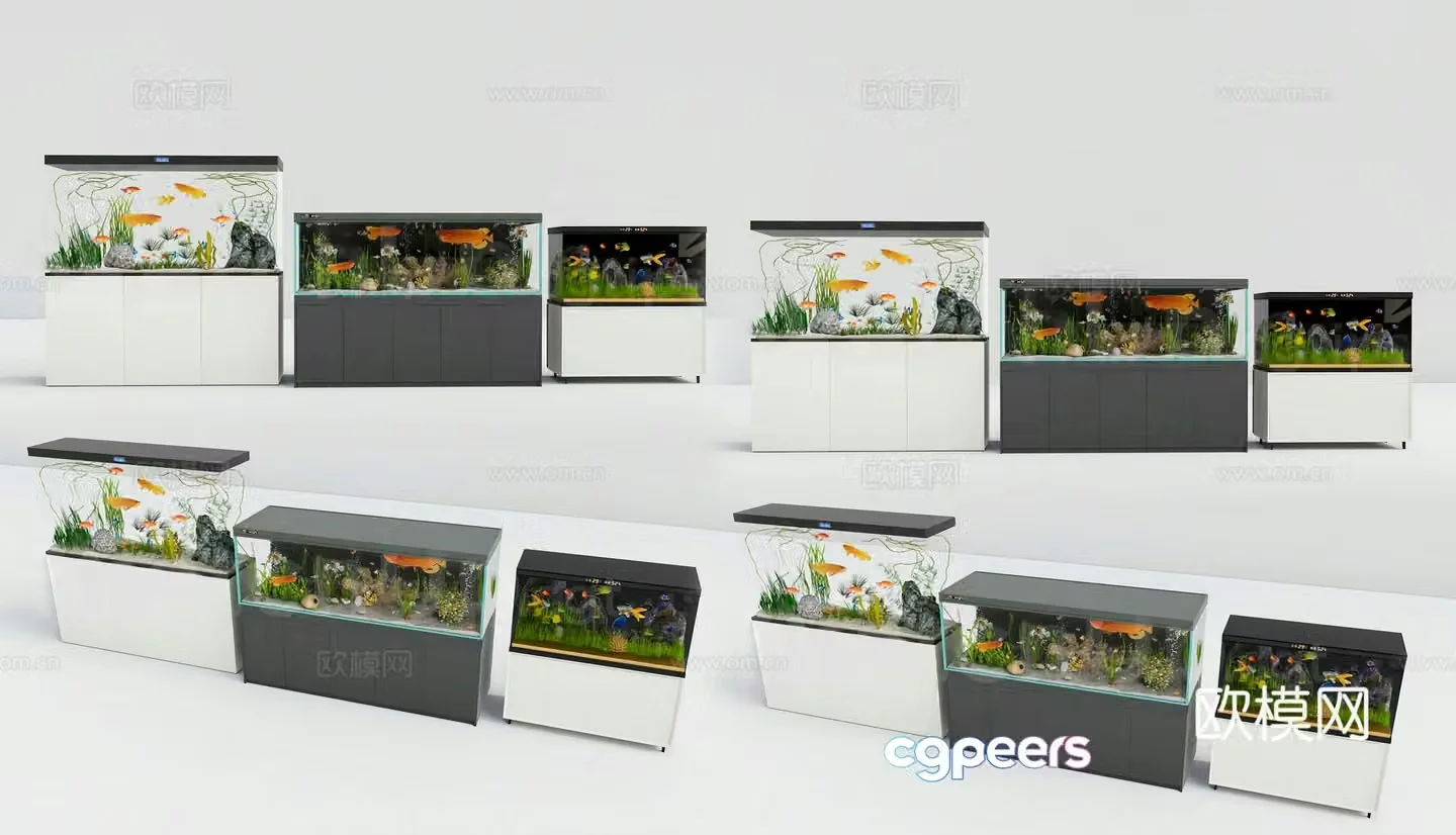 Modern floor-standing large fish tank Tropical fish tank Traffic light fish tank Large indoor fish tank Floor 3D model