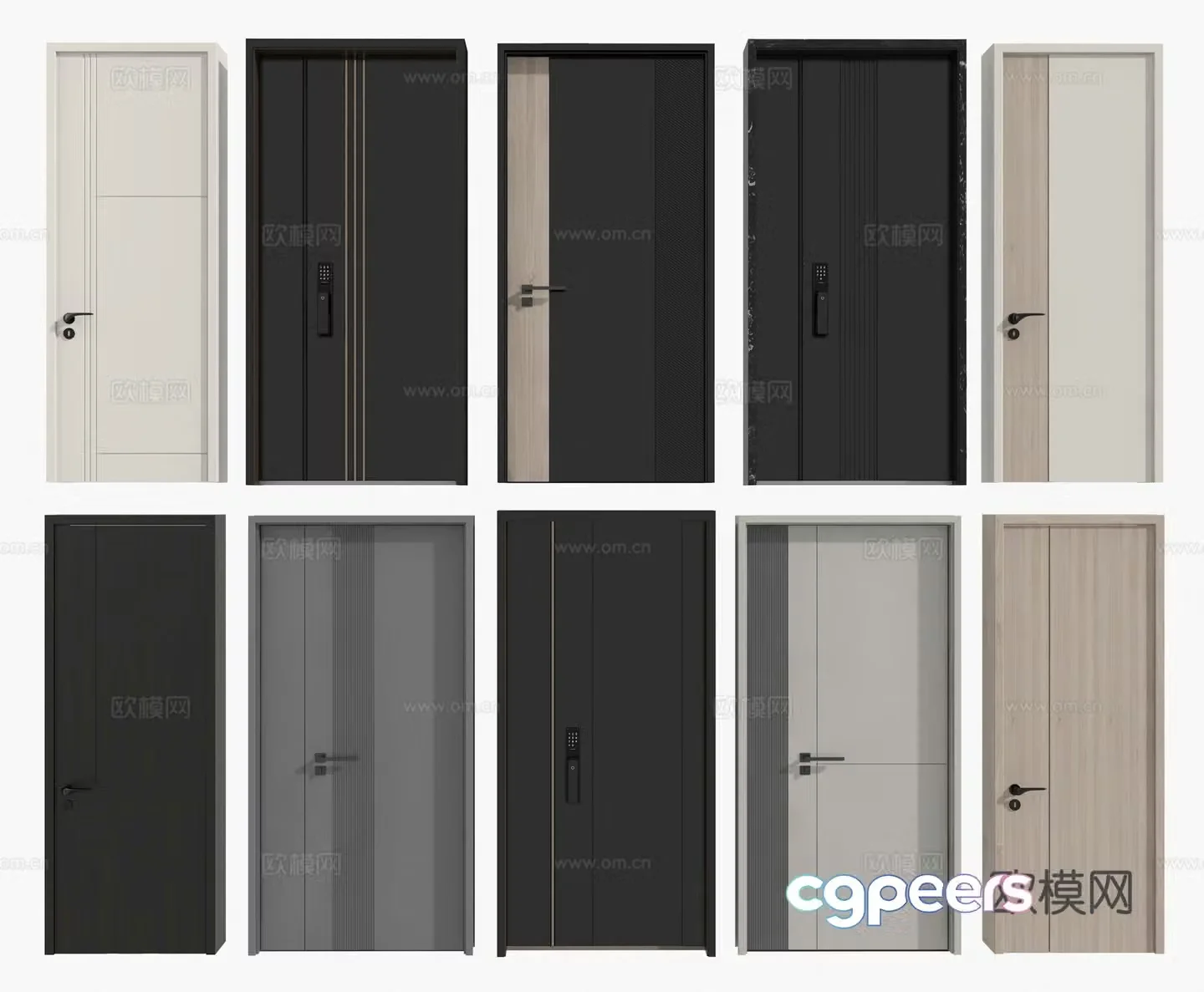 Modern password door single-opening wooden door 3d model