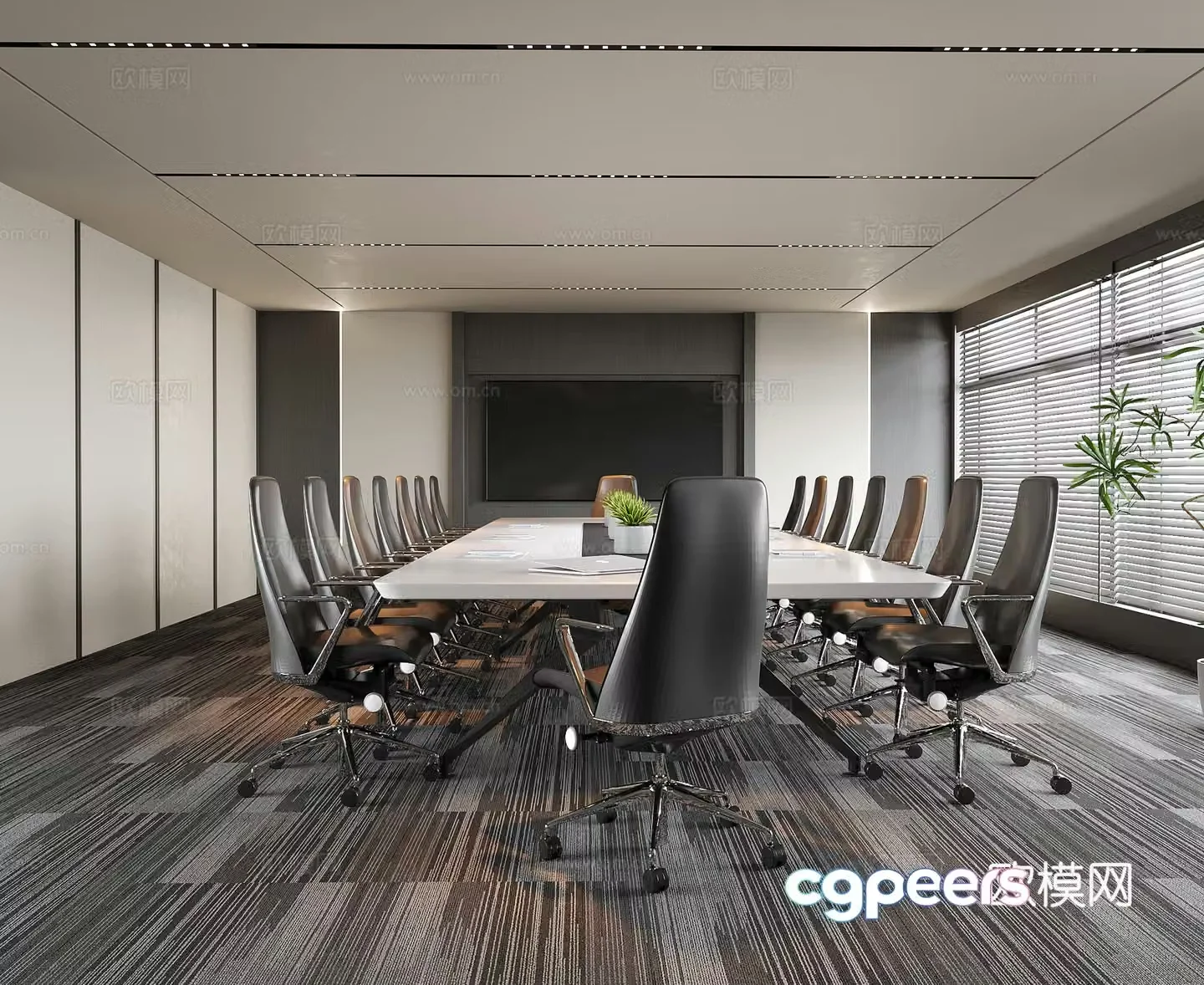 Modern conference room conference table and chair 3d model