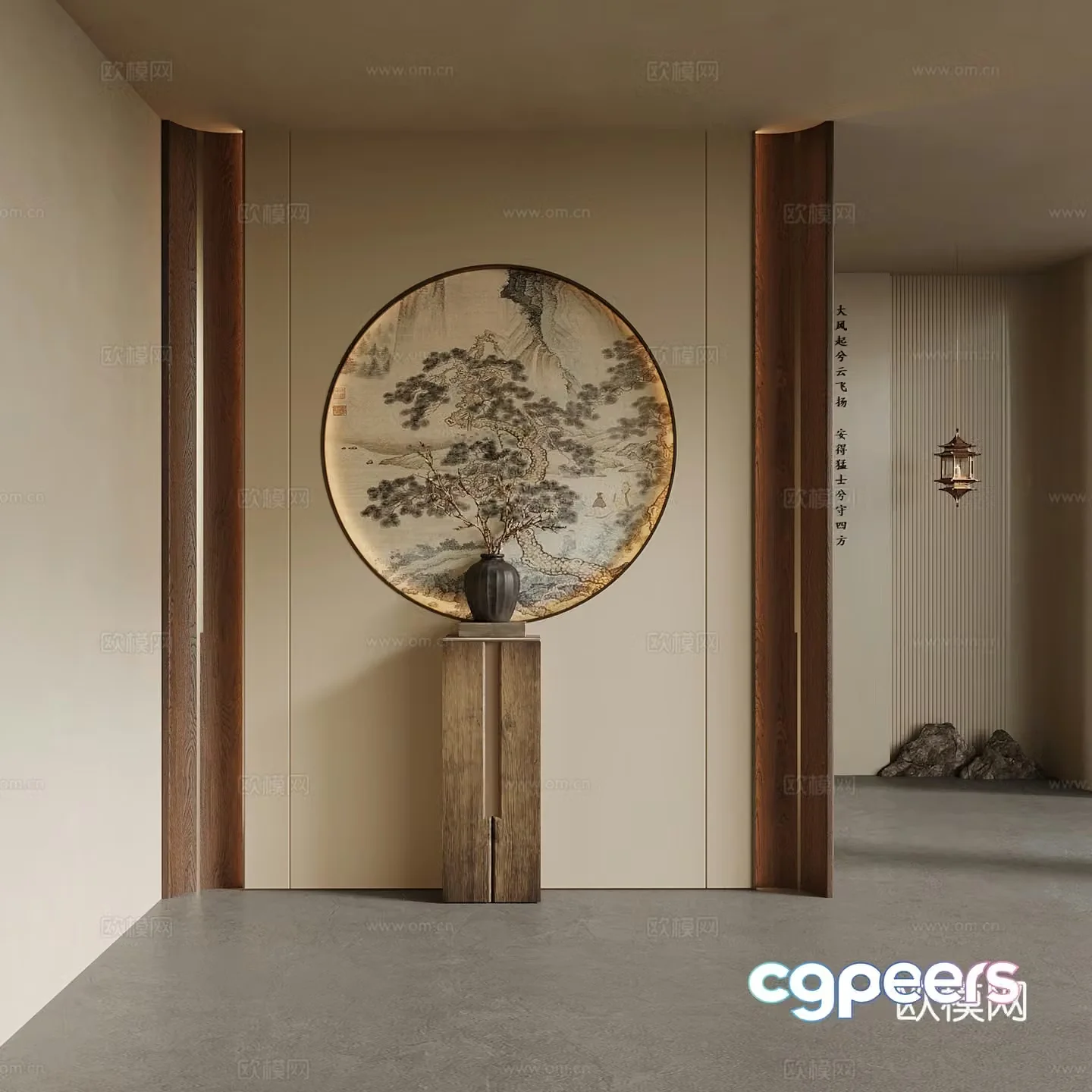 05 New Chinese style entrance partition Song’s entrance 3D model