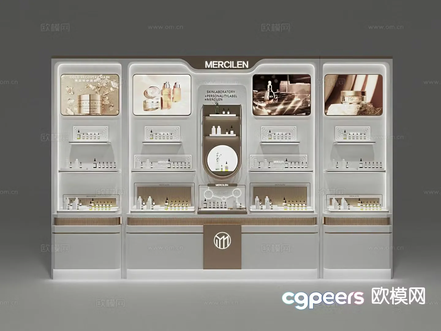 Beauty showcase booth back cabinet 3d model