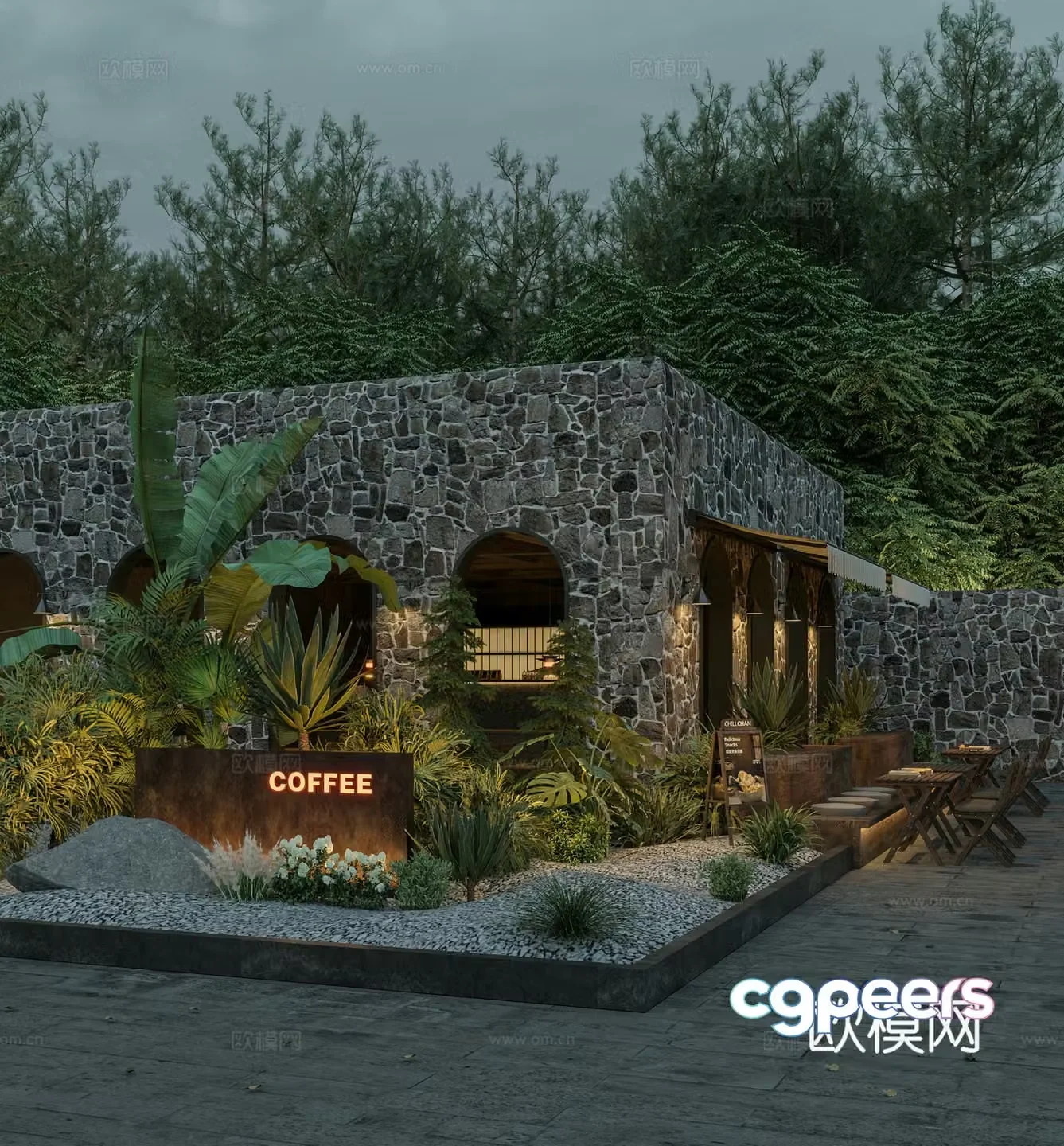 3D model of the door of the Wasabi Middle Style B&B Cafe