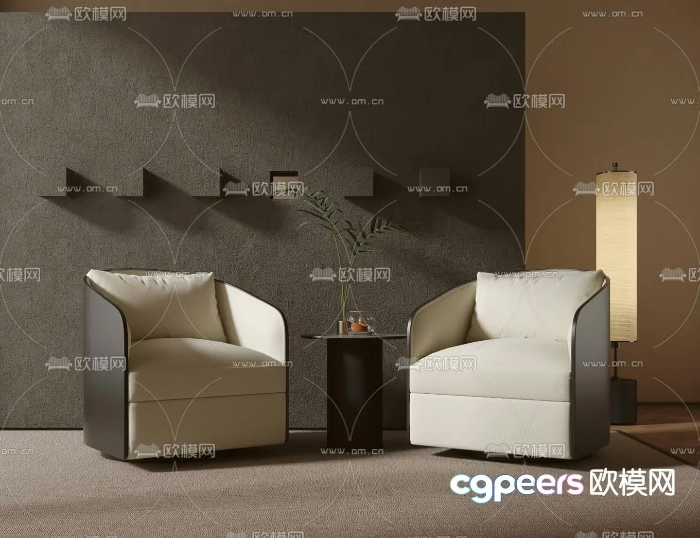 Modern waiting chair leisure sofa 3d model