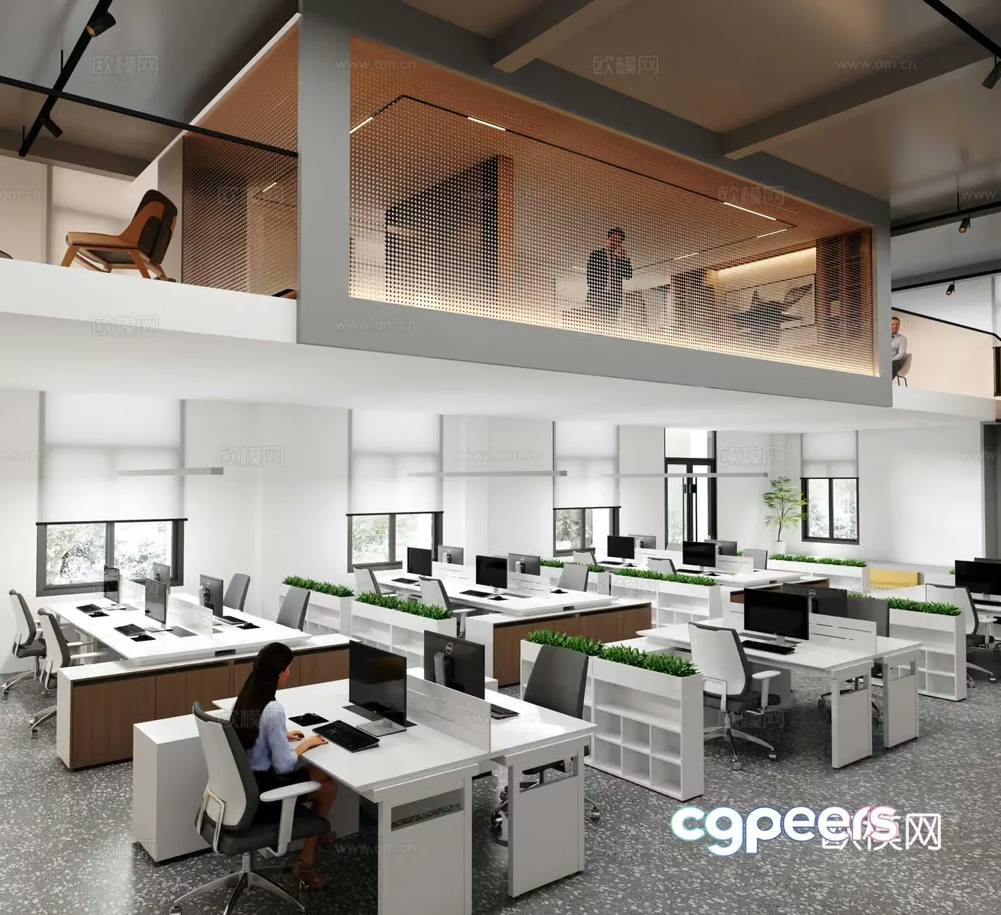 Modern public office area office 3d model