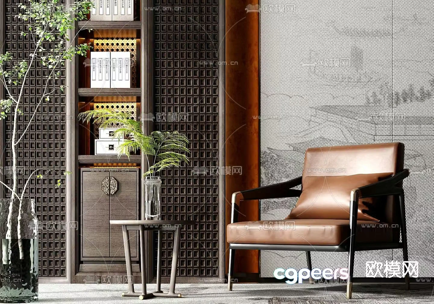 New Chinese style sofa chair leisure chair table 3d model