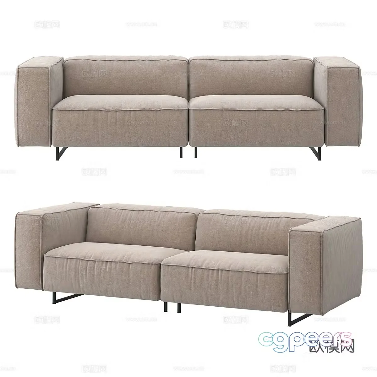 Modern simple double sofa Double sofa Simple sofa Living room sofa 3D model