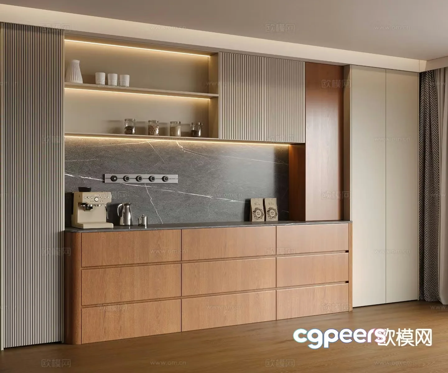 Middle-aged fume cabinet sideboard 3D model