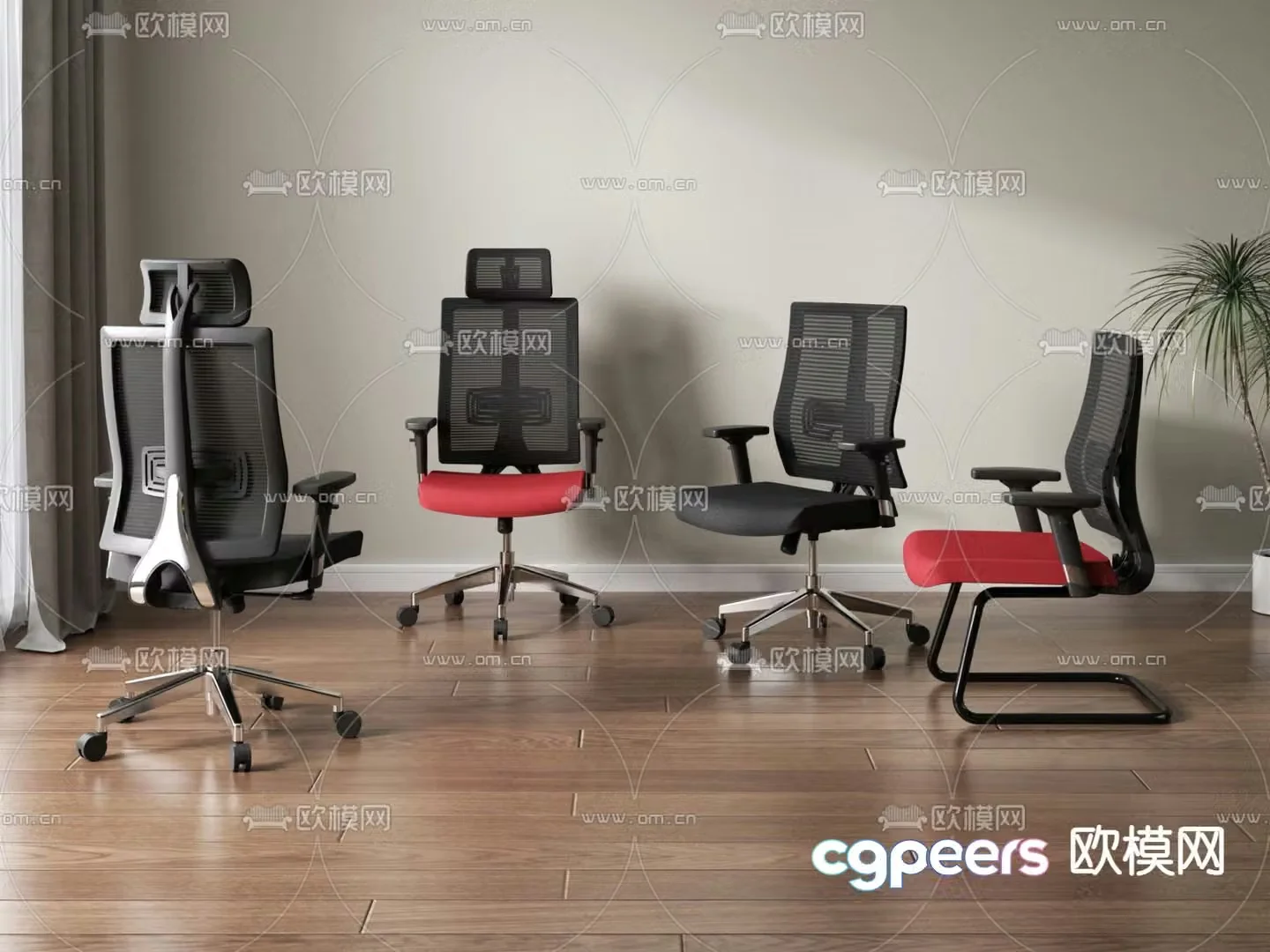 Mesh office chair shift chair staff chair 3D model