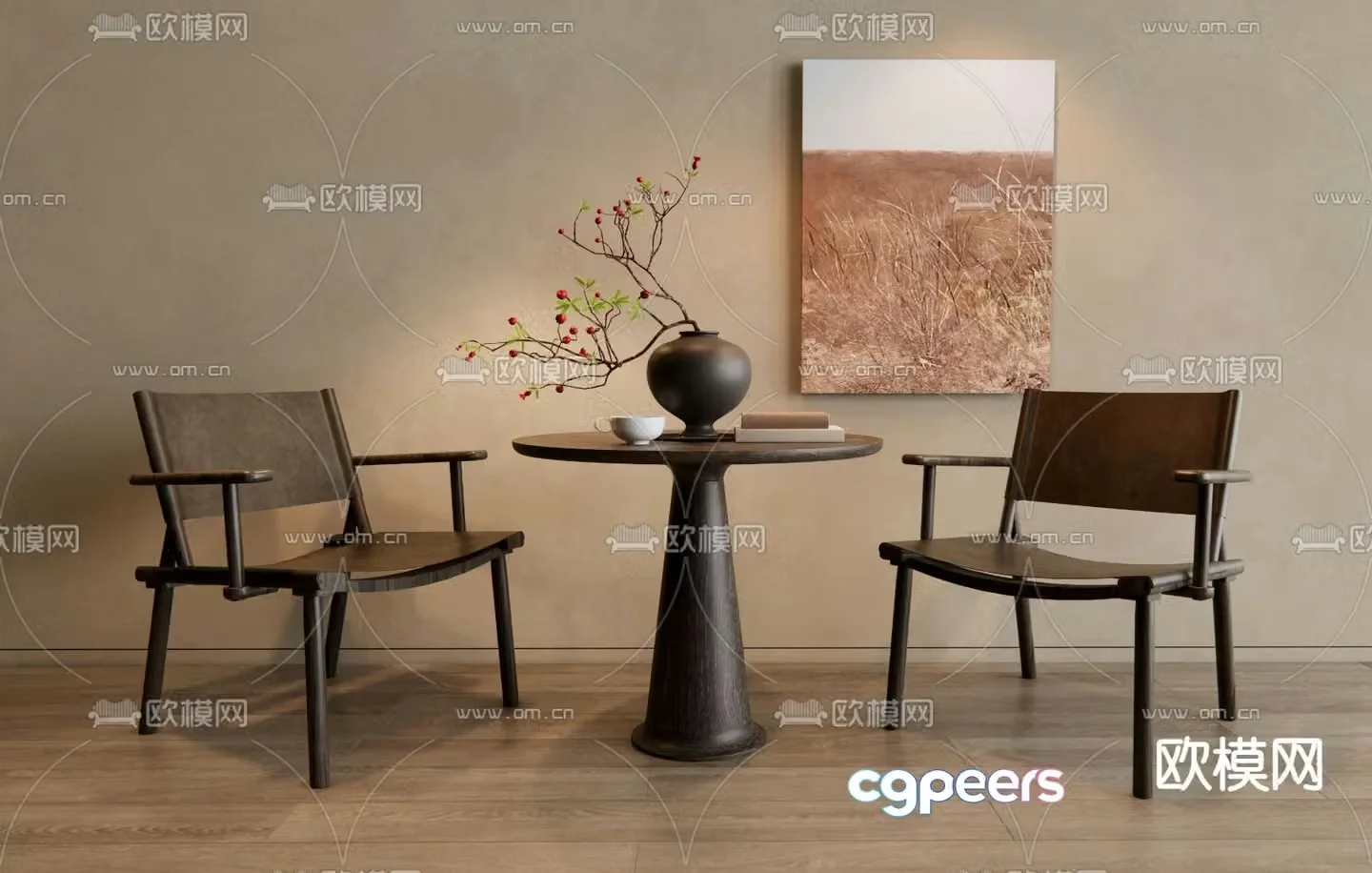 Wabi Sabi Leisure Table and Chair Negotiation Table and Chair 3D Model