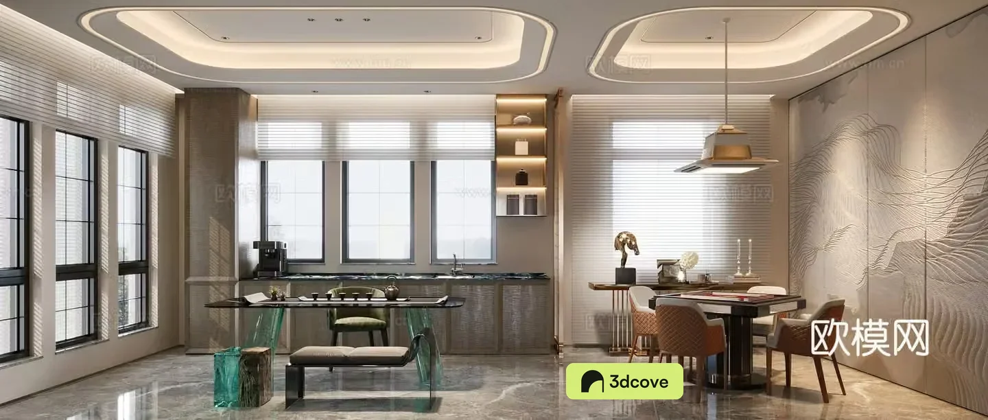 Modern tea room light luxury tea room modern machine room 3D model