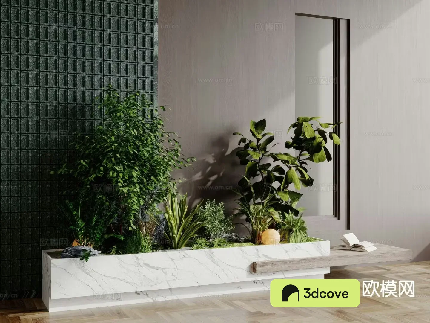 Green plant pile Landscape green plants Tree pool chair Flower tank