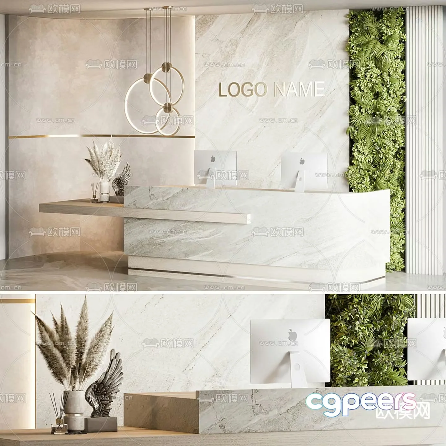 Front desk reception desk 3d model