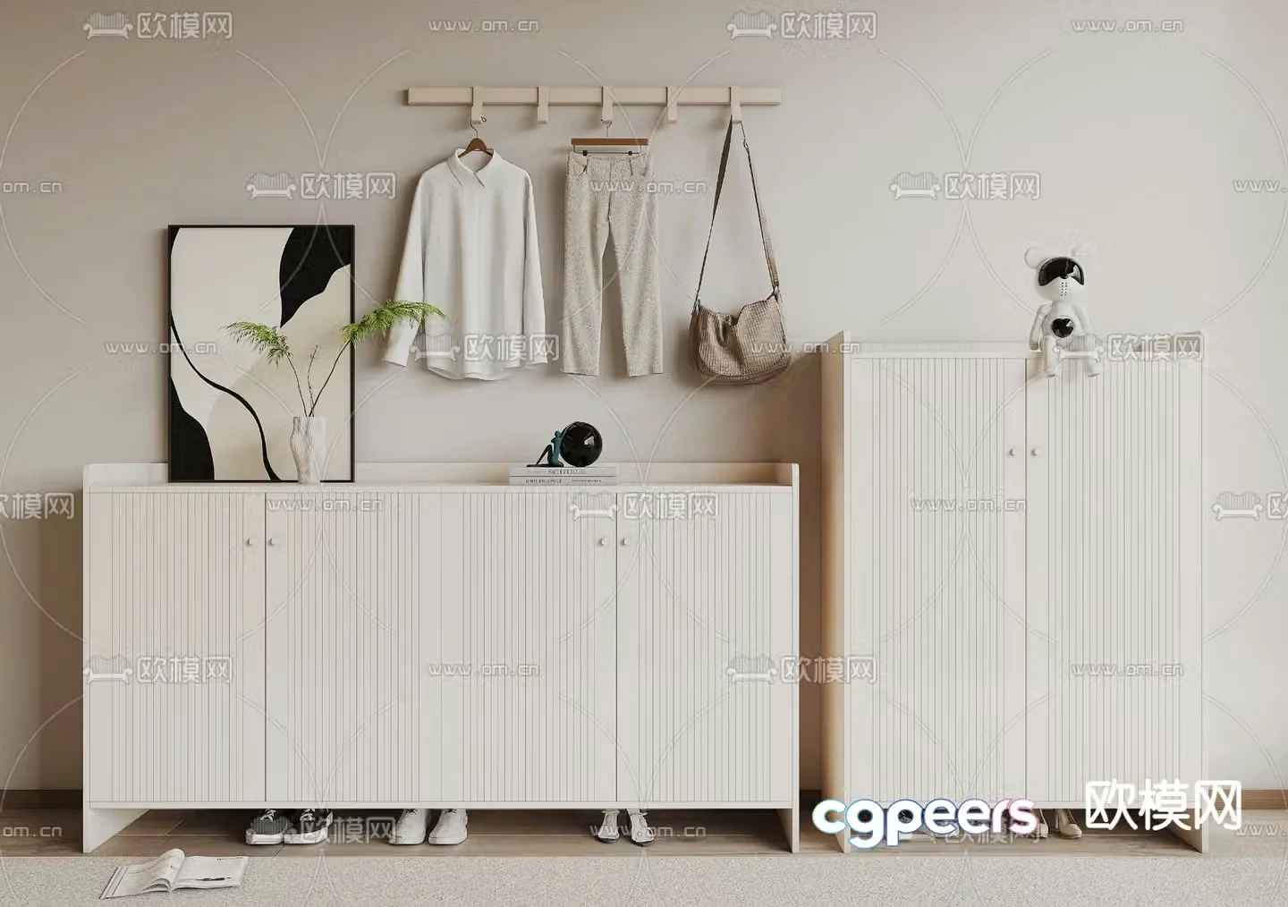 Entrance shoe cabinet low cabinet 3d model