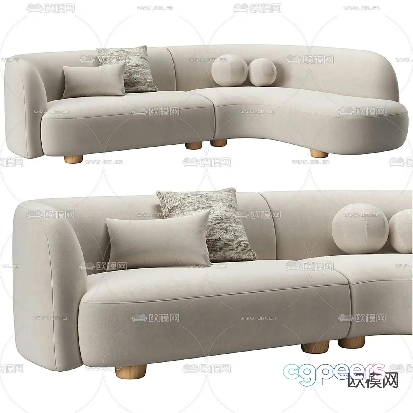 Special shaped sofa curved sofa 3d model