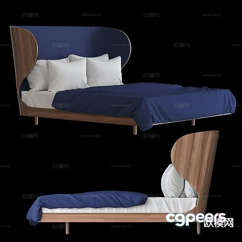 Modern double bed 3d model